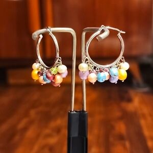 Honora multicolor pearl, crystal & sterling silver hoops
